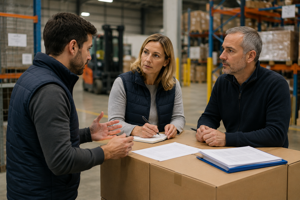 un salarié s'adressant à deux élus de CSE
